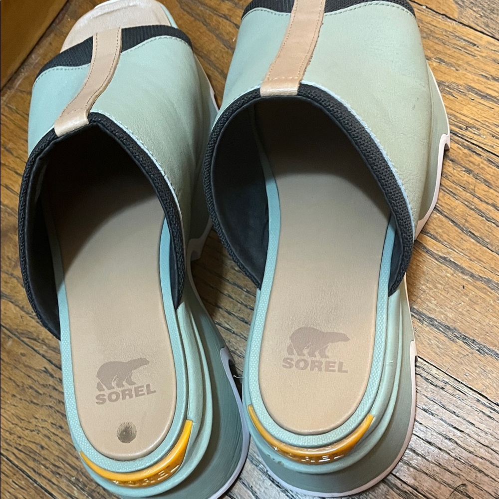 Sorel Women's Kinetic Mint and Tan Mules